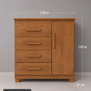 Cômoda 1 Porta com 4 Gavetas – Espaço e Organização