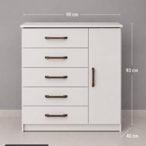 Cômoda 1 Porta com 5 Gavetas – Organização e Funcionalidade