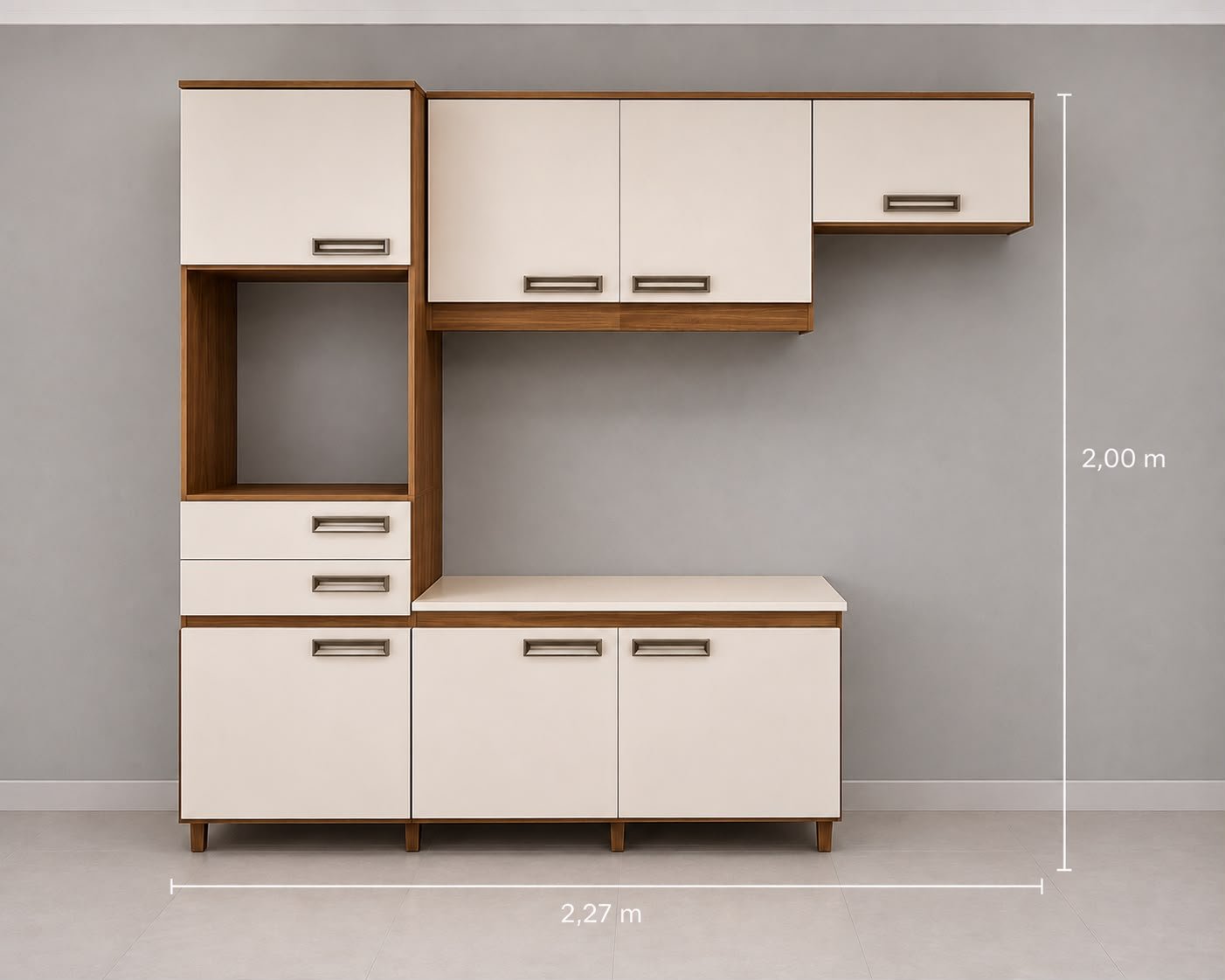 Cozinha 7 Portas com 2 Gavetas – Organização e Funcionalidade