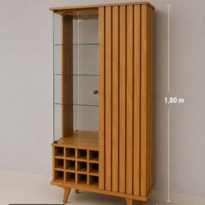 Cristaleira 1 Porta com Compartimentos de Vidro – Elegância em Cada Detalhe