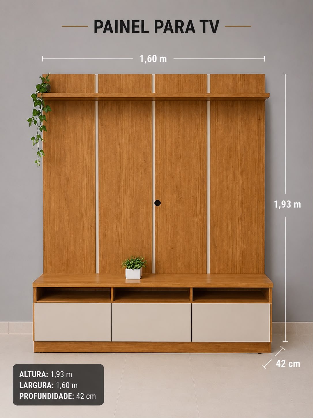 Painel para TV com 3 Gavetas – Elegância e Organização