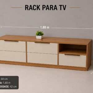 Rack para TV 1,80m com 3 Gavetas – Espaço e Sofisticação