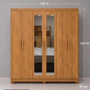 Roupeiro 6 Portas com Espelhos – Elegância e Ampla Organização