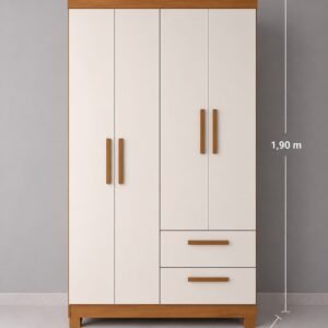 Roupeiro 4 Portas com 2 Gavetas – Praticidade e Elegância