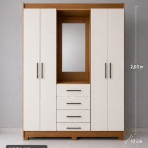 Roupeiro 4 Portas com 4 Gavetas – Organização Completa