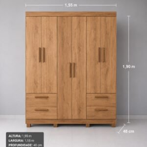 Roupeiro 6 Portas com 4 Gavetas – Máxima Organização