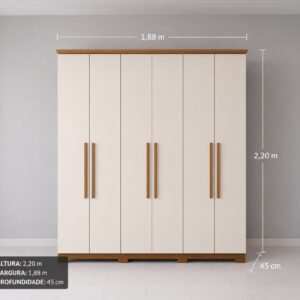 Roupeiro 6 Portas 1,88m – Espaço, Organização e Elegância