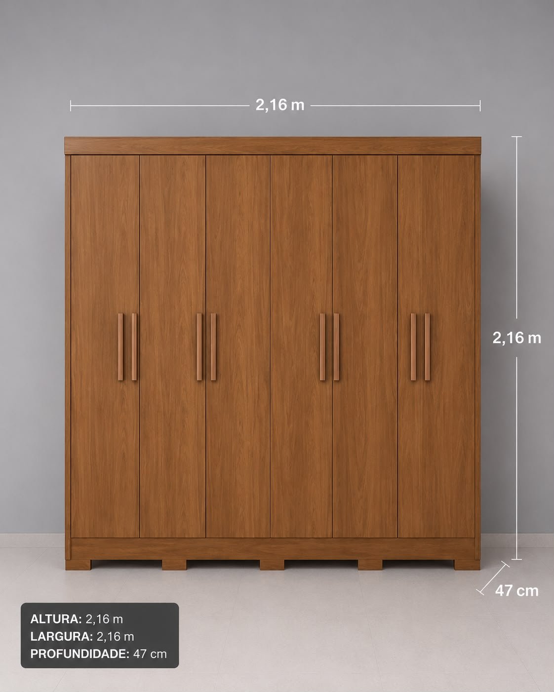 Roupeiro 6 Portas 2,16m – Espaço, Praticidade e Elegância