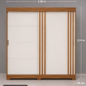 Roupeiro 2 Portas de Correr com Detalhe Ripado – Design Moderno e Sofisticado