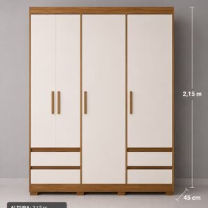 Roupeiro 4 Portas com 4 Gavetas – Espaço e Organização para o Dia a Dia